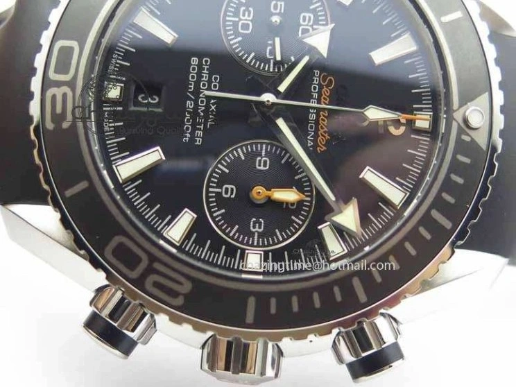 0319 Unisex Planet Ocean Master Chrono 45mm SS OM 1:1 Best Edition Black Dial On Black Rubber Strap A 8171